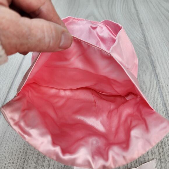 Vintage Pink Satin Accordion Hosiery Bag 5" Rickrack Trim 4 Pouches Stocking Org - Picture 5 of 8